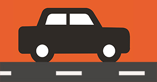 Drawing of car on orange background